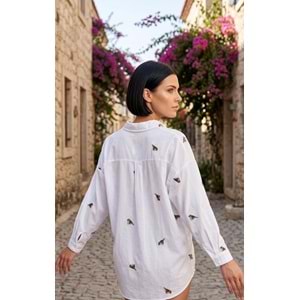 PL GÖMLEK 47451 - PL - Gömlek - BEYAZ-KUŞ NAKIŞLI - S
