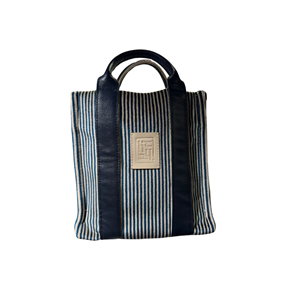 Velvet Fabric Navy Blue Stripe Ladybag