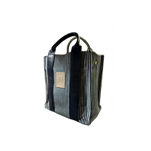 Velvet Fabric Navy Blue Stripe Ladybag