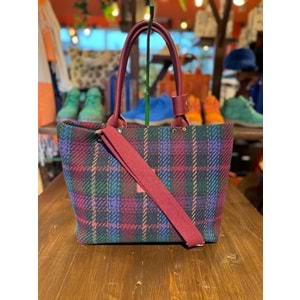 Plaid Fabric Claret Red Long Champ Large