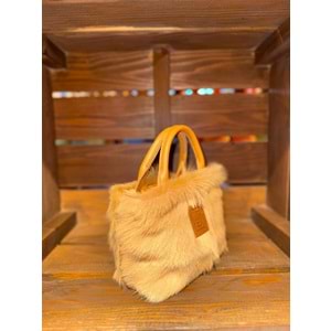 Kid Skin Camel Hair Gusset Mini Ladybag
