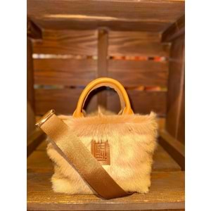 Kid Skin Camel Hair Gusset Mini Ladybag