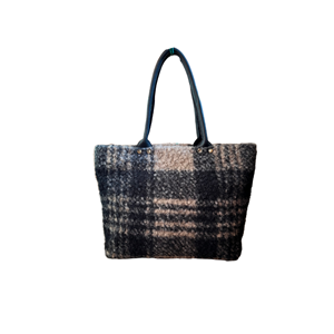 Black Beige Tartan Gusset Largebag