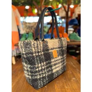 Black Beige Tartan Gusset Largebag