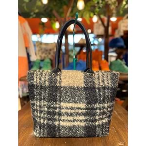 Black Beige Tartan Gusset Largebag