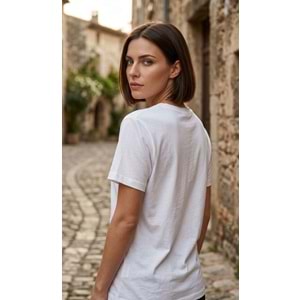 HBS T-Shirt 096 - Heaven By Sisters - T-Shirt - Beyaz-Turuncu Mavi - M - 34SS095-ELB-2023-Beyaz-Turun-M