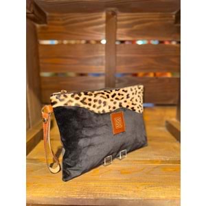 Black Leopard Clutch