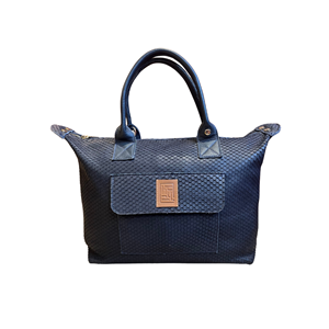 Dark Blue Leather Medium Fold