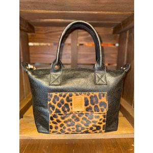 Leopard Black Medium Fold Bag