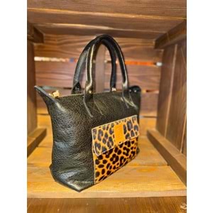 Leopard Black Medium Fold Bag