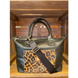 Leopard Black Medium Fold Bag