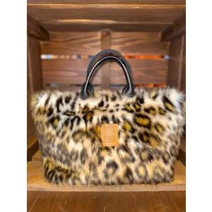 Leopard Black Plush Totebag