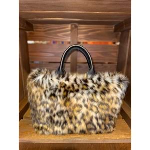 Leopard Black Plush Totebag
