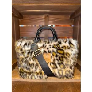 Leopard Black Plush Totebag
