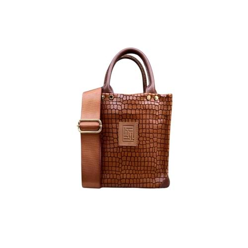 HH BROWN CROCO LEATHER LADYBAG