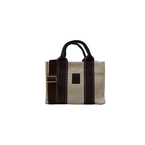 HH FABRİC CREAM/BROWN TOTEBAG
