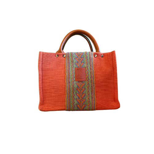 HH ORANGE/GREEN ANTEP FABRİC TOTEBAG
