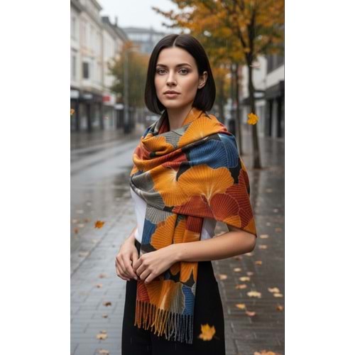 NW DESENLİ PÜSKÜLLÜ KALIN ŞAL 15162