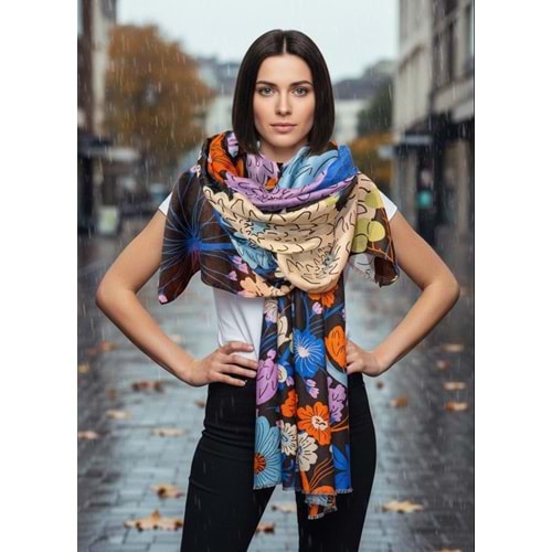 NW ÇİÇEK DESENLİ ŞAL 15219