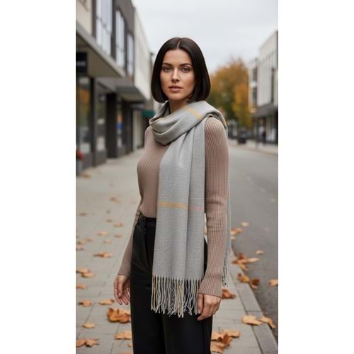 NW Kalın Dokuma İskoç Şalı - NW - ŞAL - BEJ-MULTİ ÇİZGİLİ - STD