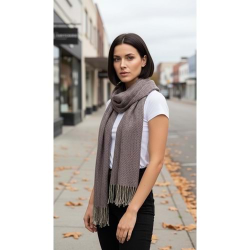 NW Kalın Dokuma İskoç Şalı - NW - ŞAL - BORDO BALIK SIRTI - STD