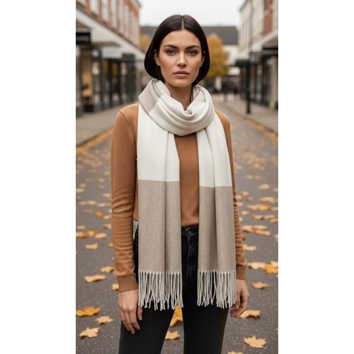 NW Kalın Dokuma İskoç Şalı - NW - ŞAL - KAHVE-BEYAZ - STD
