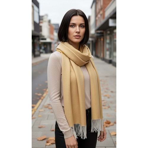 NW Kalın Dokuma İskoç Şalı - NW - ŞAL - SARI-BEYAZ - STD