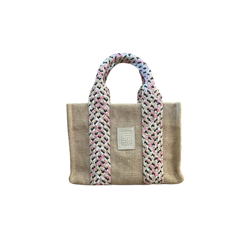 HH MİXED KNİTTE HANDLE LİNEN BEİGE TOTEBAG