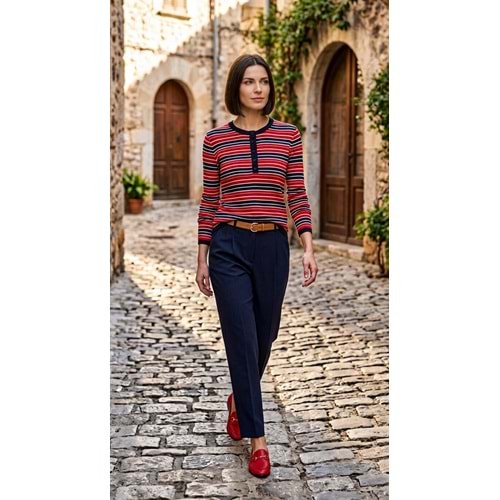 RB TRİKO T95302 - RB - Triko - KIRMIZI-LACİ ÇİZGİ - STD - 26AW-RB-TRK-95302-27175