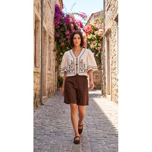 ALW KETEN SORT 4202 - ALW - Sort - KAHVERENGİ - S - 26SS-ALW-SRT-4202-26559