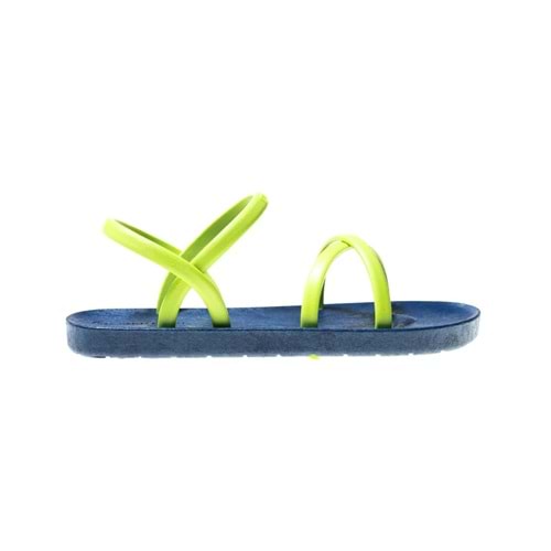 MC CROSS SLİM - MOO CHUU - PVC DÜZ PARMAK ARASI SANDALET - MAVİ-LİME - 40 - 26SS-MC-PVC-SND-CROSS-25498