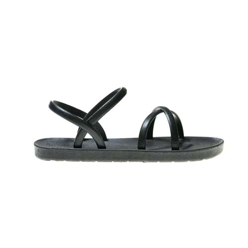 MC CROSS SLİM - MOO CHUU - PVC DÜZ PARMAK ARASI SANDALET - SİYAH-SİYAH - 40 - 26SS-MC-PVC-SND-CROSS-25508