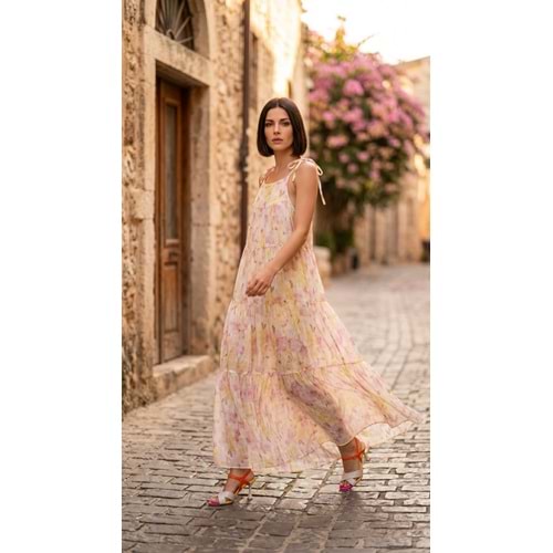 RB ELBİSE 39864 - RB - Elbise - SARI-PEMBE - STD - 26SS-RB-ELB-39864-26057