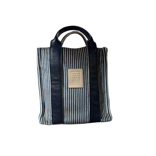 Velvet Fabric Navy Blue Stripe Ladybag