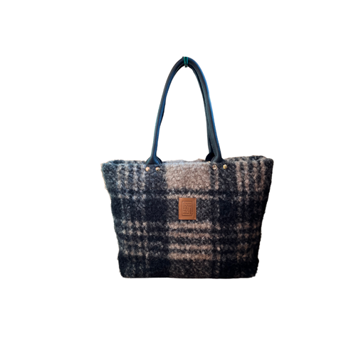 Black Beige Tartan Gusset Largebag