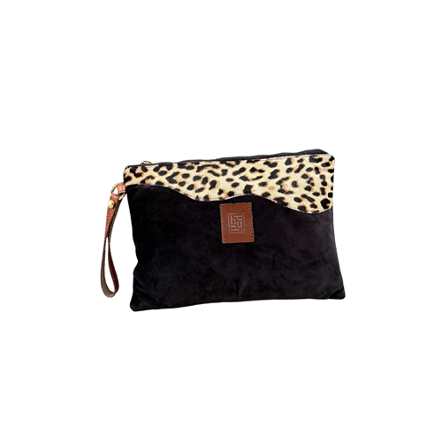 Black Leopard Clutch