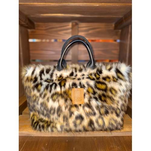 Leopard Black Plush Totebag