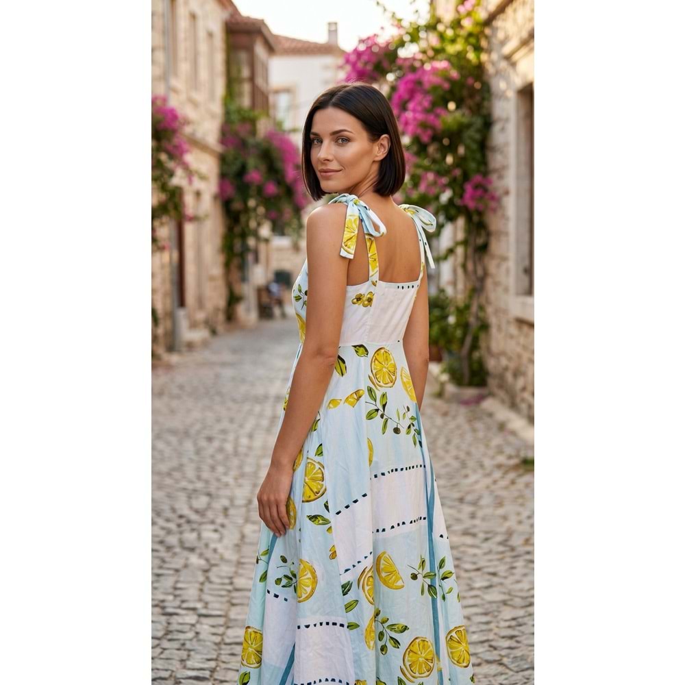 ALL ELBİSE 1598 - ALW - Elbise - LİMON DESENLİ - L - 25SS-ALL-ELB-1598-22140