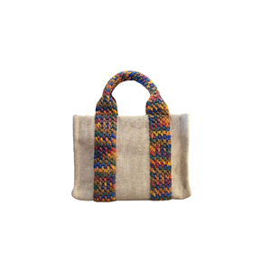 HH Beige Linen Mixe Knitte Handle Totebag