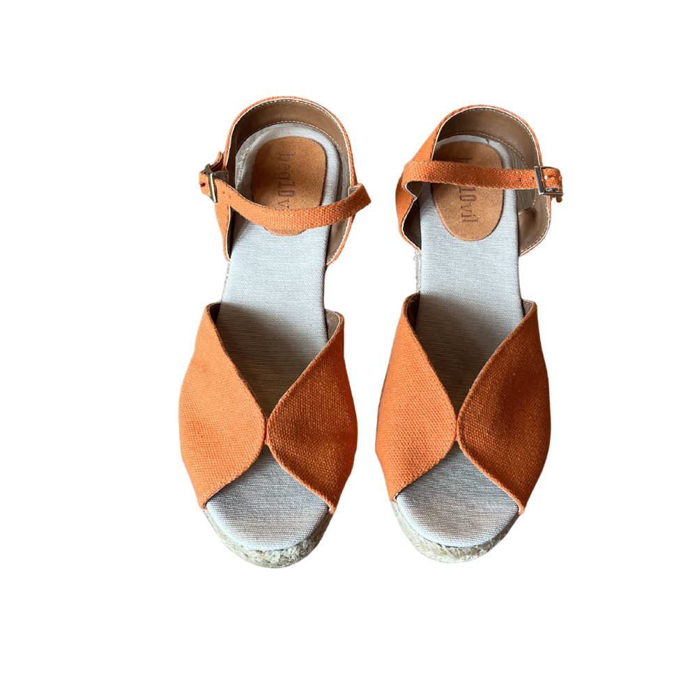 SE 2598 - SE - Dolgu Espadril Sandalet - TURUNCU - 40 - 25SS-SE-SND-2598-20899