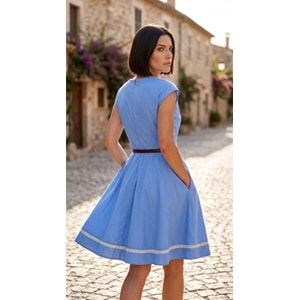 CR ELBİSE 10-0062 - CR - ELBİSE - MAVİ - L - 26SS-CR-ELB-0062-25903