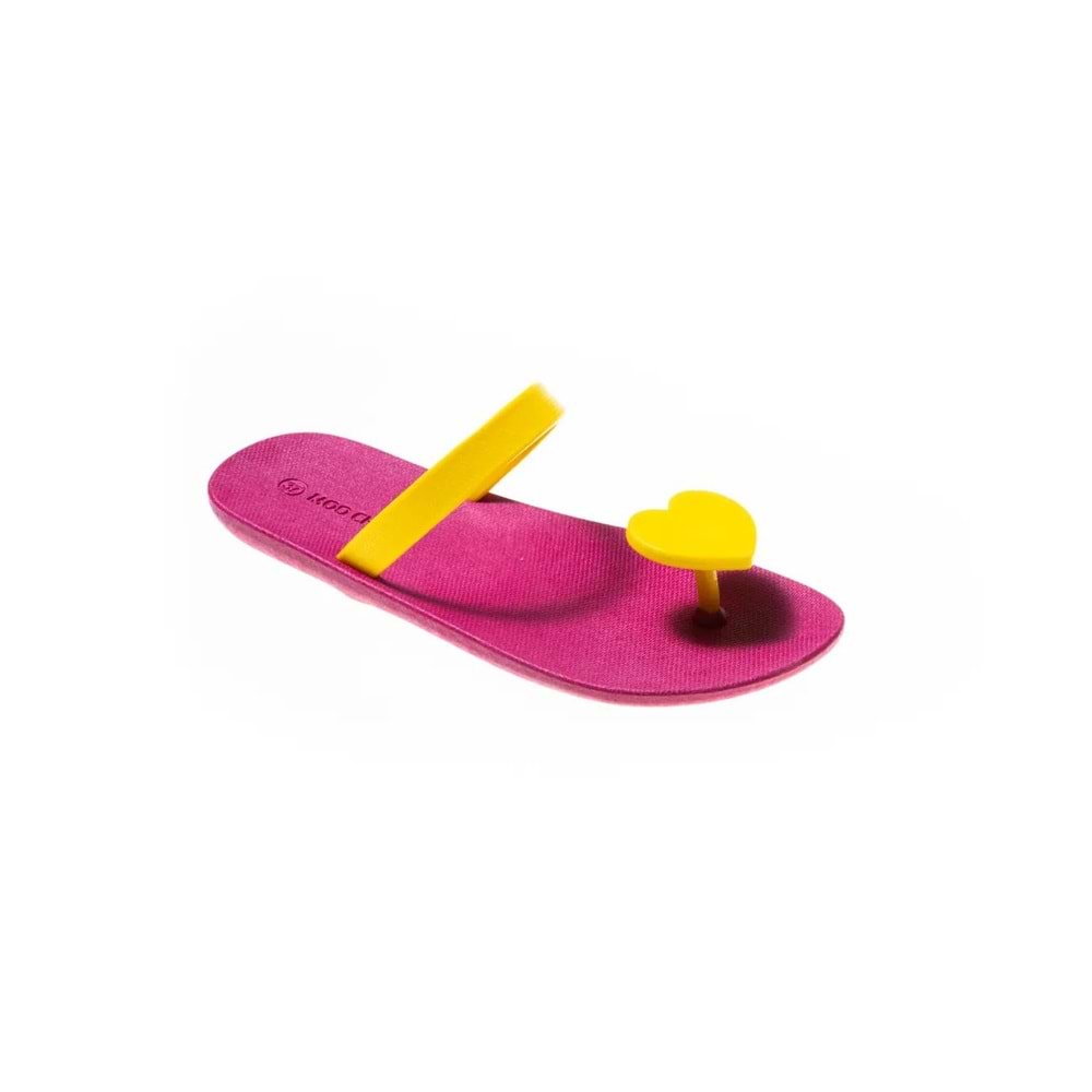 MC SWEETY HEARTH - MOO CHUU - PVC DÜZ TEK PARMAK TERLİK - PEMBE-SARI - 36 - 26SS-MC-SWTY-STR-25319