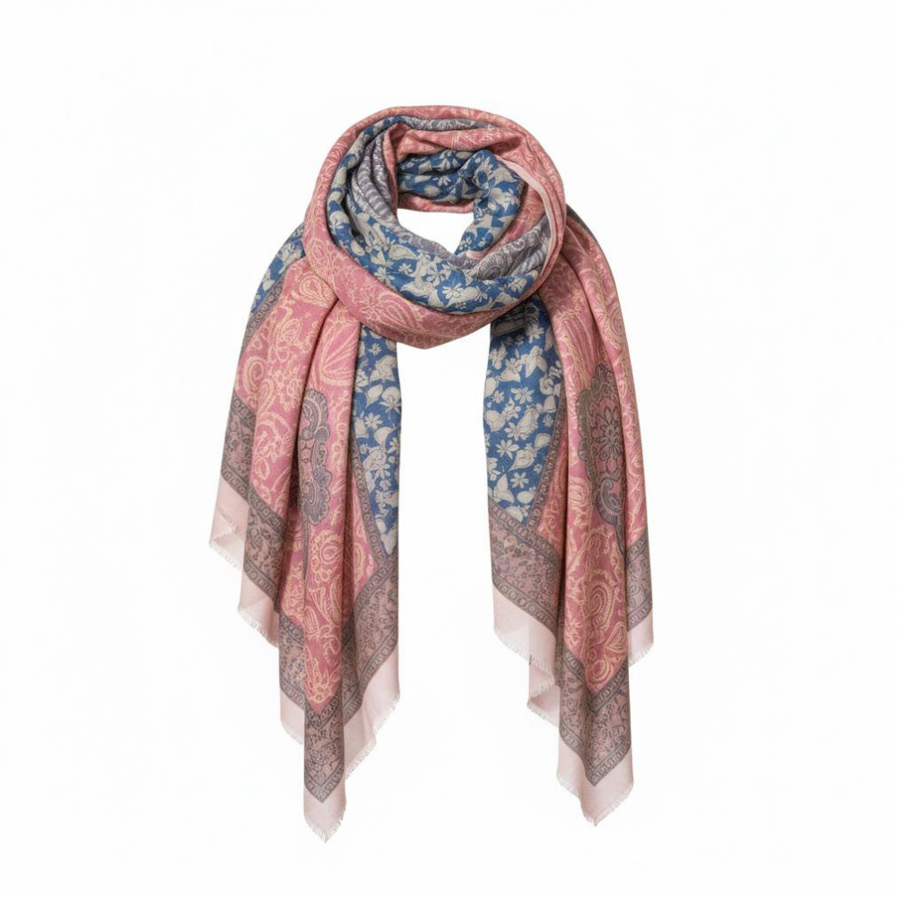 NW SAL 11188 - NW - ŞAL - PEMBE ŞAL DESENLİ - STD